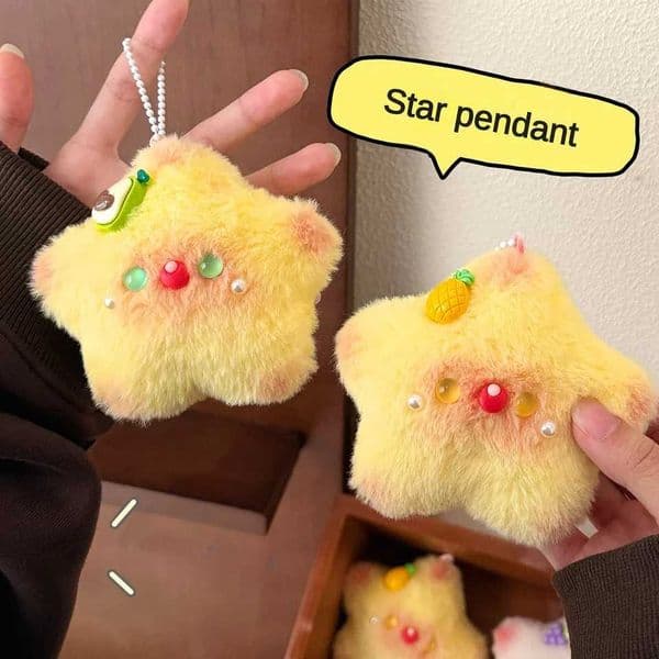 1/4 Pcs Cute Powder Blusher Star Pendant Plush Backpack Pendant Squeaky Key Chain Decoration Pendant Y251129