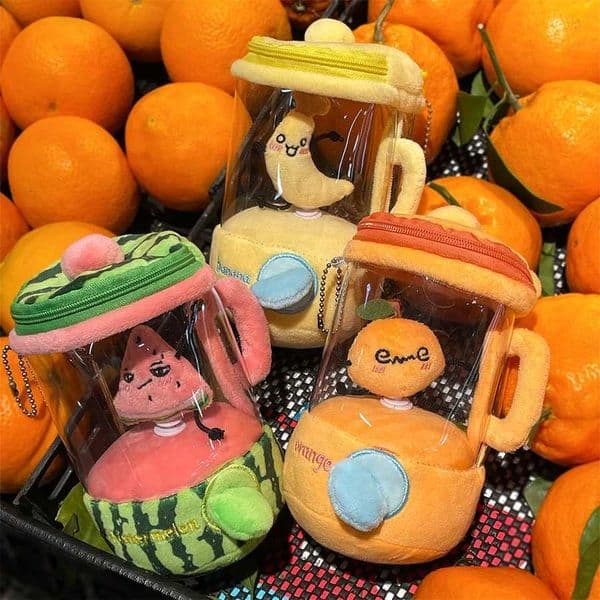 Orange Juicer Plush Toy Funny Drawstring Rotating Carrot Watermelon Banana Pull Cartoon Stuffed Doll Creative Kid Party Gift Y251129