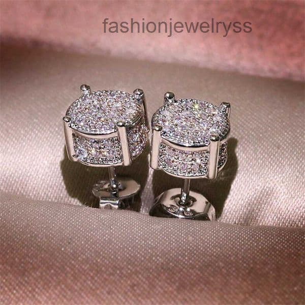Choucong Hip Hop Stud Earring Vintage Jewelry 925 Sterling Silver Yellow Gold Fill Pave White Sapphire CZ Diamond Sparkling Women Men Earrings For Lover Gift
