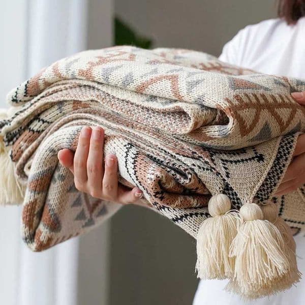 Soft Tassel Knitted Blankets Plaid Bohemian Tapestry Nap Blanket Vintage Autumn Winter Decor Blanket Sofa Cover Deken CobertorW251129