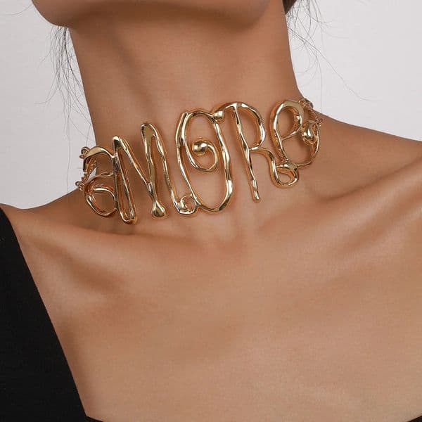 Zvoijio Exaggerated Letter Woman Hip Hop Choker Necklace Party Jewelry 251126