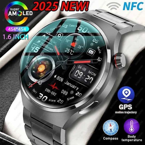 For Watch 4 Pro Smart Watch Men Gps Sports Tracker NFC 153 HD SCREEn Health Monitor Watches Call SmartWatch M251129