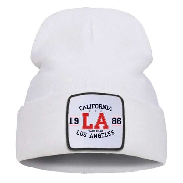 California 1986 Los Angeles Knitted Hat Trendy Foldable Punk Hat Personality Unisex Windpro Cotton Material Male Caps J251126