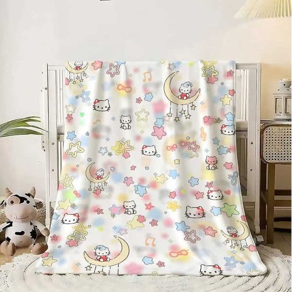 Kawaii Hellos Cat Fluffy Soft Blankets for Bed Home Blanket Custom Bedroom Decoration Bedspread the Sofa Throw Warm Winter KneeW251129