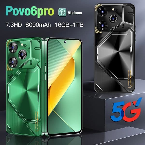 Povo6pro explosions spot 6.6-inch 2+16 Android smartphone cell Phones Unlock Touch Screen Phone Androids Camera Telephone HD Display Face Recognition