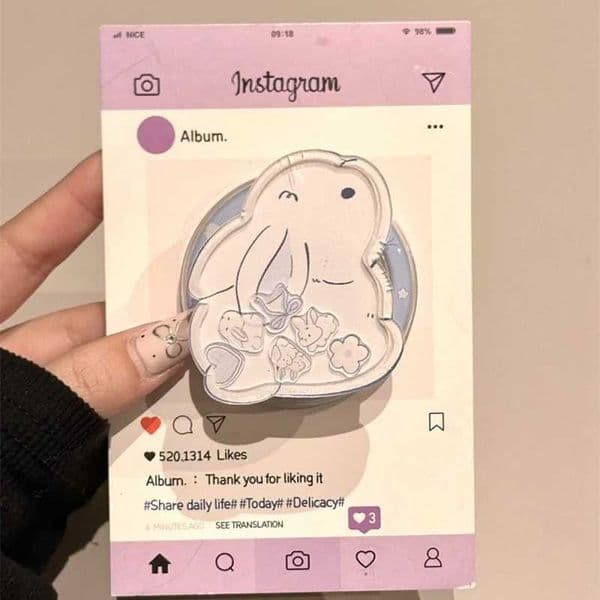 Cute Cartoon Rabbit Quicksand for Griptok Holder Phone Finger Ring Stand port for IPhone 15 Girl Bracket Y251129
