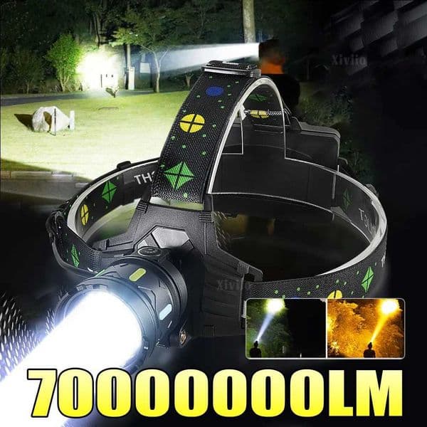 70000000LM Rechargeable LED Headlamp 3000M Long Shot Headlight High Power Head Flashlight White/Yellow Lighting Fishing LanternW251129