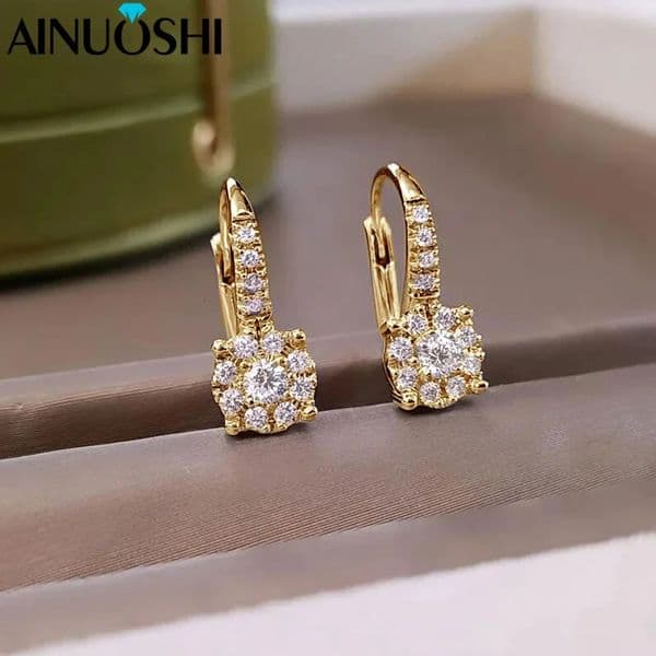 AINUOSHI Womens Earrings 925 Sterling Silver Certified Classic Halo Clip Earrings Lady Anniversary Gifts 251126