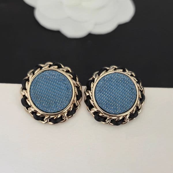 2025 new round designer earrings necklace brooch pin luxury retro vintage chain blue cowboy cloth brooches pins earring ear rings choker necklaces top jewelry