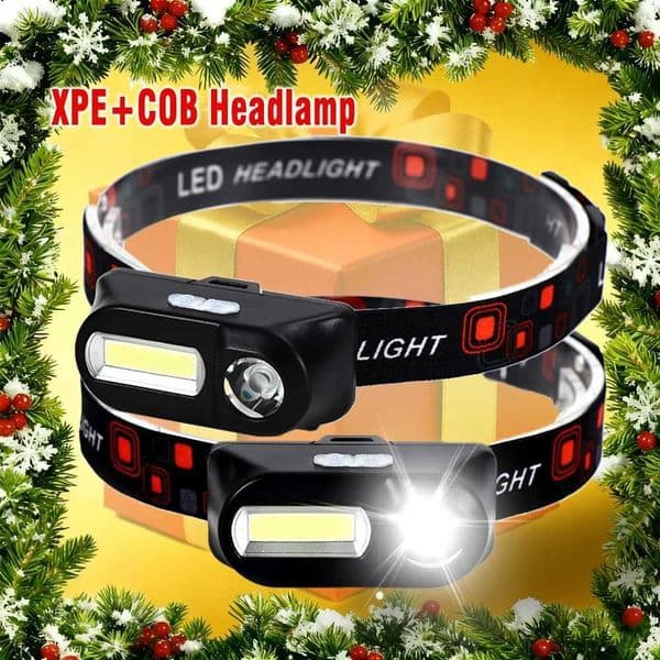 Hands-Free Mini COB HeadlampPowerful LED HeadlightWaterproof Head TorchGift for Xmas Fishing Camping Running Cycling WorkW251129
