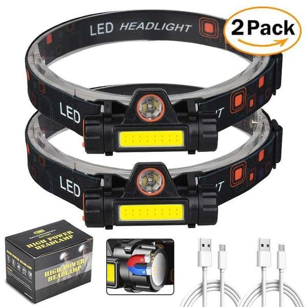 1/2Pack Rechargeable COB LED Headlamp Strong Magnetic Powerful Headlight Super Bright Waterproof Head Torch For Outdoor FishingW251129