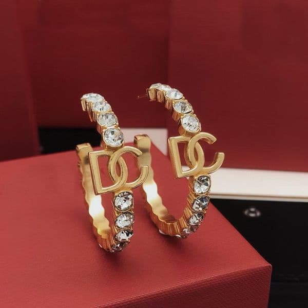 Classic style crystal Hoop earrings womens 14k gold brass material hip-hop large circle designer earrings for womens wedding parties birthday gift jewelry