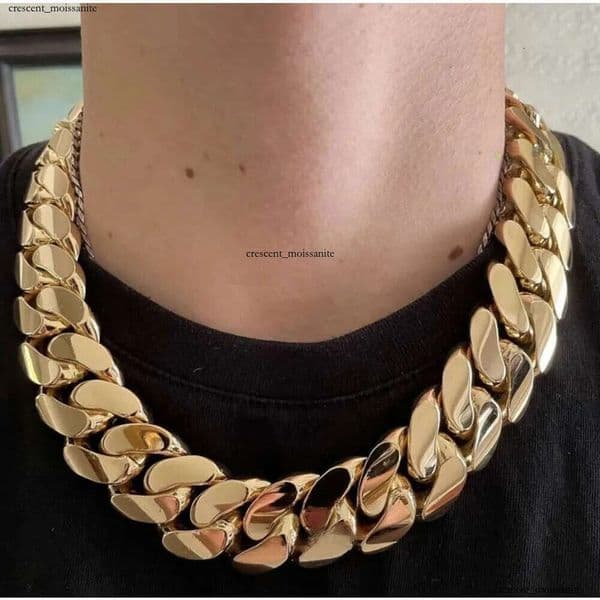 Hip Hop Jewelry Men Thick Miami Necklace 28mm 24 1kilo Gram 14k Gold Plated Plain Style 999 Sier Cuban Chain 65