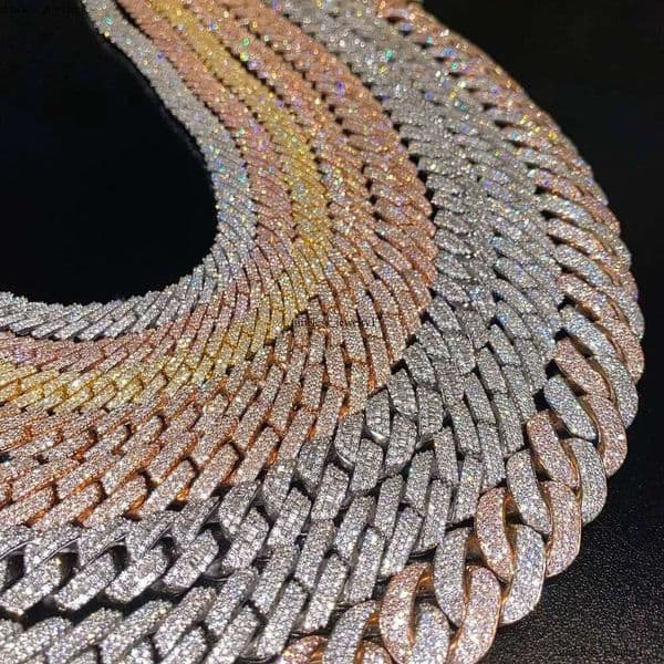 Fine Jewelry In stock 925 Sterling Silver VVS Moissanite Diamond Iced Out Miami Cuban Link Chain Necklace For Men 80