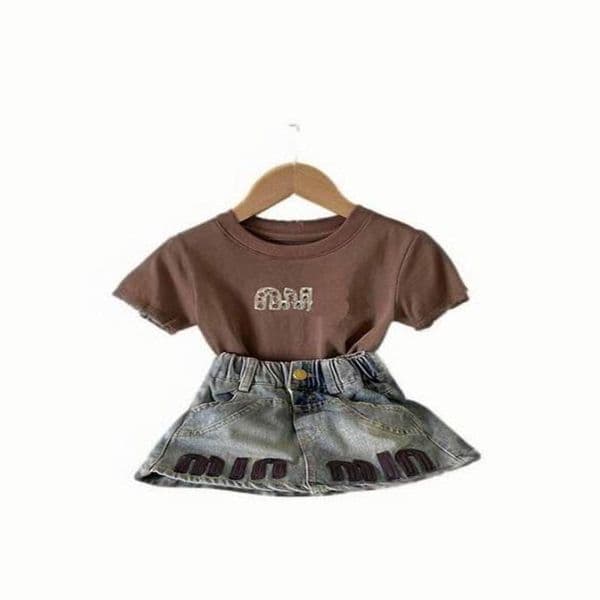 Clothing Sets Clothing Sets Clothing Kids Tee Short Skirts Set Baby T-Shirts Luxury Jeans Skirt Two Piece Summer New Children Set Denim Short Skirt Suits S260415