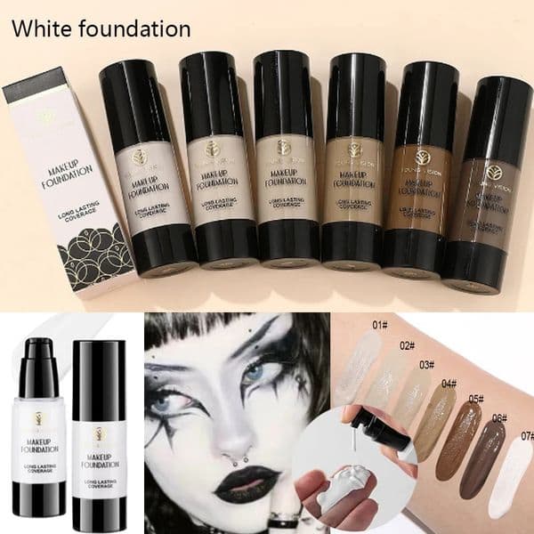 White Liquid Foundation Cosplay Face Makeup Base Long-lasting Waterproof High Coverage Concealer Foundation Makeup for Women 251128