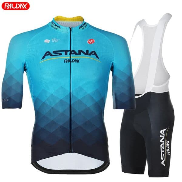 Astana Raudax Pro Team Cycling Jersey Set Summer Mens Short Sleeve Clothing Suit Road Bike Shirts Suit MTB Wear 250429