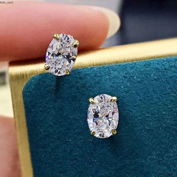 Choucong Drop Ship Top Sell Stud Earrings Moissanite Solitaire Simple Fashion Jewelry 925 Sterling Silver Gold Fill Women Wedding Oval Diamond Earring Gift CH