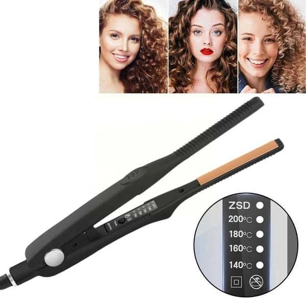 2 In 1 Hair Straightener Curler Small Flat Iron Ceramic Hair Crimper Corrugation Short Hair Straightening Curling Styling Tool Z250122