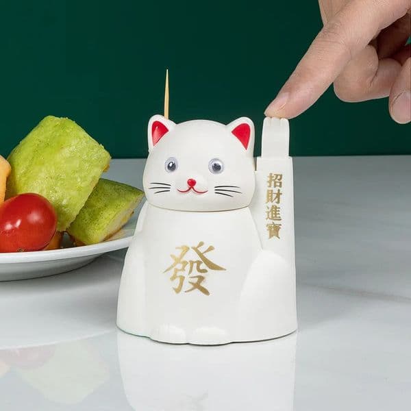 Cartoon Cute Fortune Cats Toothpick Box Home Living Room Table Ornaments Creative Press The Automatic Rise Toothpick Box 250115BJ