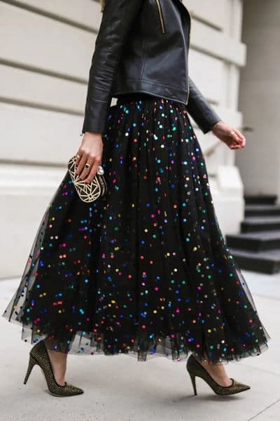 Glitter Mesh High Waist Skiing with Size Wrinkles ALine Street Elegance Wedding Guests Sweet 2024 250122BANJIA