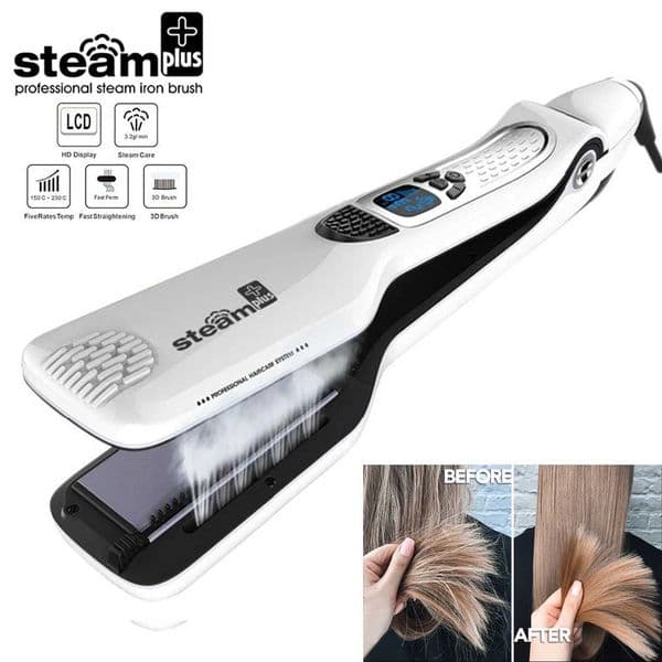 Professional Hair Straightener Heating Hot Hair Combs Dual Voltage Titanium Curling Iron Steam Flat Iron Hair Wide Plates Tools Z250122