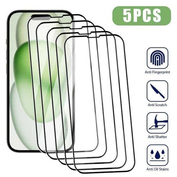 5PCS Full Cover Tempered Glass For iPhone 15 14 13 12 11 Pro Max Screen Protector for iPhone 14 15 Plus 13 Mini X Xs Max SE 2022 M250120