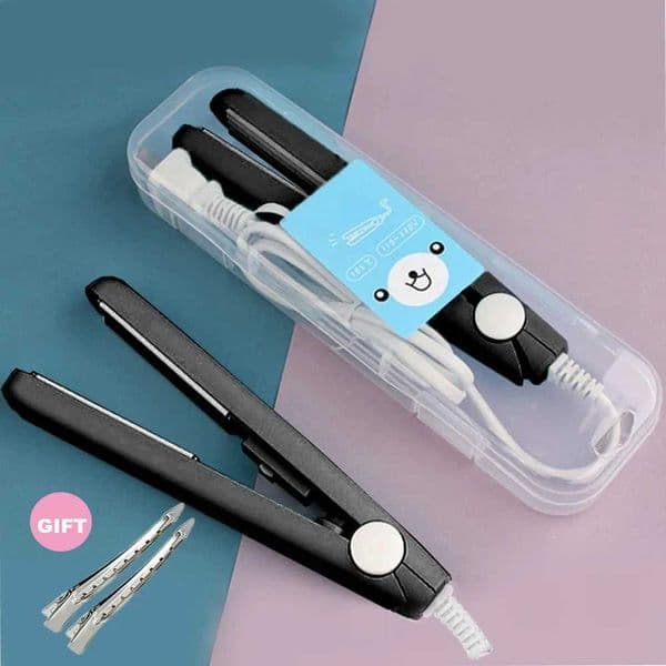 Mini Splint Flat Iron Hair Straightener Curling Wand Curly Ceramic Curler Straight Dual Purpose Hair Styling Tool WITH Hair Clip Z250122