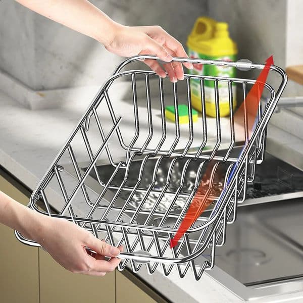 Adjustable tableware drying rack stainless steel tableware drain fruit and vegetable kitchen sink drain rack storage rack 250118