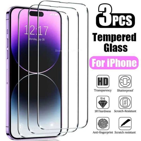 3PcsTempered Glass For iPhone 15 14 13 12 11 Pro Max Screen Protector For iPhone 13 12 MINI SE X XS Max XR Protective Glass Film M250120