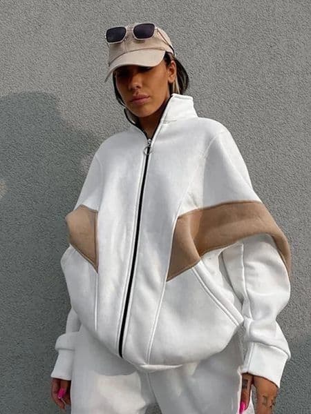 Sportswear Top Two Pieces Set Women Casual Long Sleeve Zip Coat High Waist Pants Female Suit Autumn Thicken Lady Outfits 250114Z
