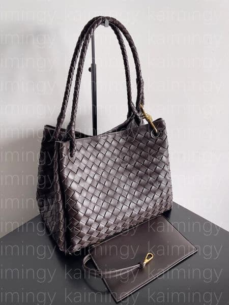 Large Parachute Woven Shoulder Women Genuine Leather 30CM Designer Shopping Lambskin Tote Handbag Underarm 12A TOP Quality Bucket Bag With BOX