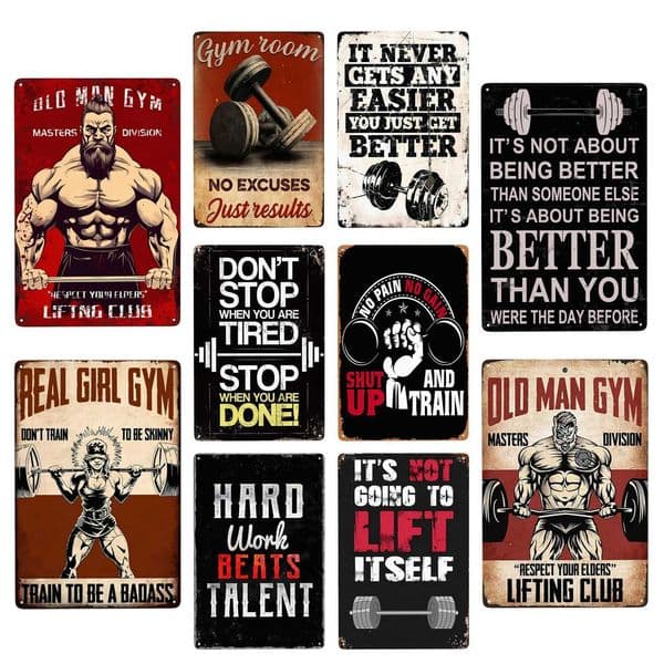 1pc Old Man Gym Metal Sign Retro Real Girl Gym Sign Vintage Wall Decor Poster Metal Plaque for Cafe Bar Pub Home Beer 8x12 InchXJ250116