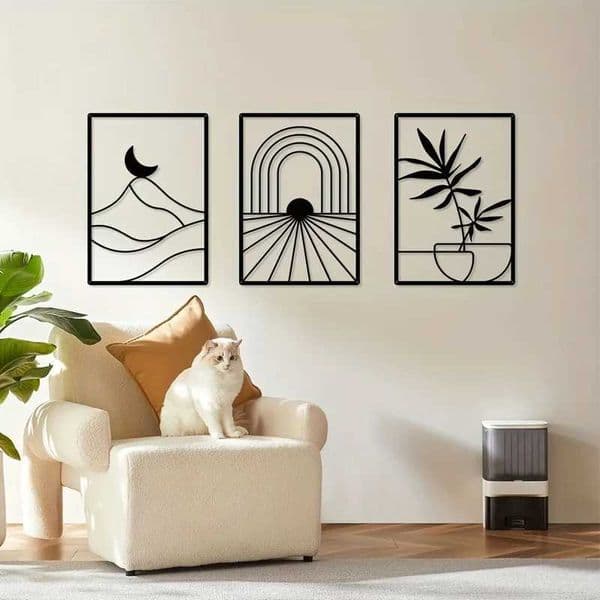 3pcs minimalist black metal wall decoration Bohemian bedroom bathroom living room metal decorationXJ250116