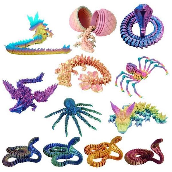 3D Printed Dragon Flexible Movable Dragons Rotatable Articulated Dragons Ornaments Home Office Desktop Craft Ornament Z250118