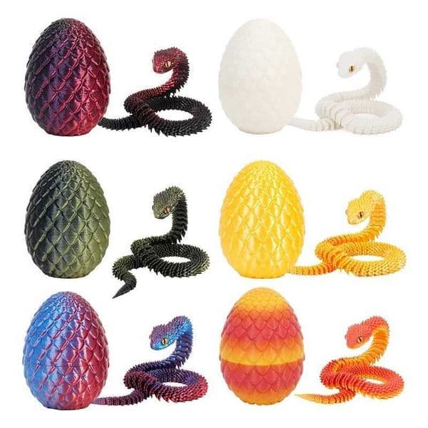 3D Printed Snake Active Joint Simulation Snake Model Egg Office Desktop Decoration 2025 New Years Handicrafts Gifts Easter Eggs Z250118