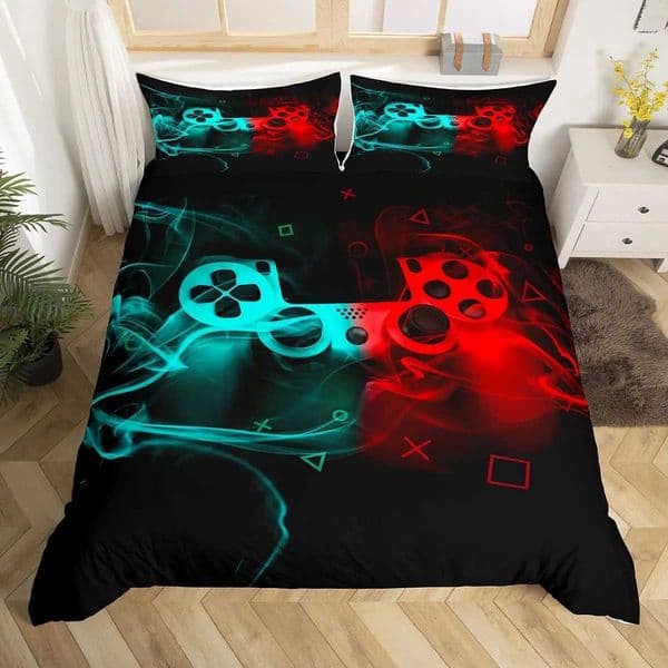 Teen Boys Gamer Duvet Cover Set Queen/King SizeBoys Gamepad Comforter CoverBlack ic Retro Gaming Polyester Quilt Cover X250203