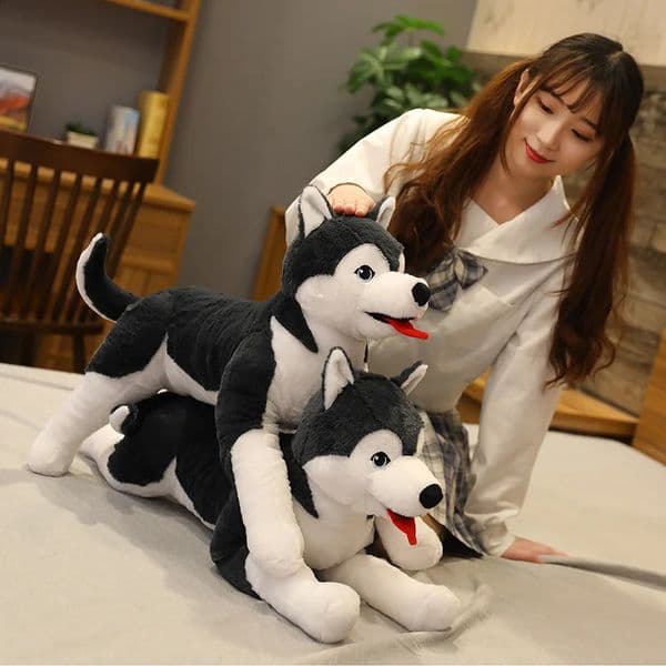 70cm Simulation Husky Dog Plush Toy Stuffed Animal Toys for Children Soft Baby Doll Kids Lovely Birthday Gift 250115