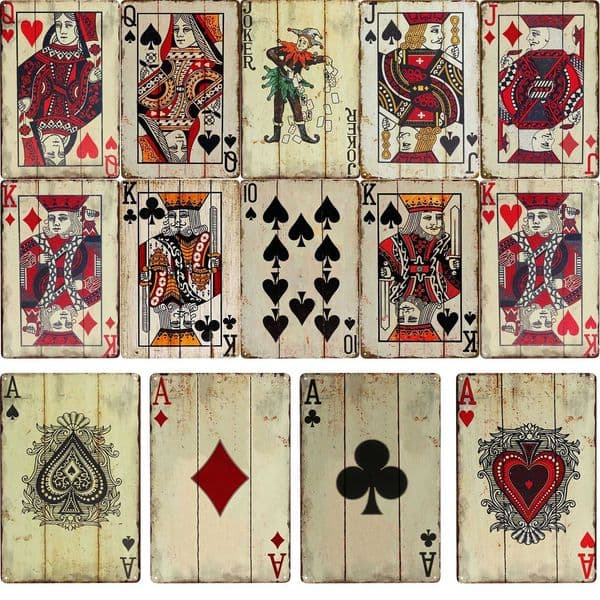 1pc Vintage Poker Metal Sign Retro Joker Tin Sign King Jack Sign Wall Decoration for Home Cafe Pub Bar Shop 8x12 InchXJ250116