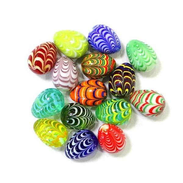 30PCS Custom Lovely Rare Murano Glass Easter Egg Shape Ornaments Colorful Handmade Mini Oval Marbles Ball For Holiday Par Decor Z250118