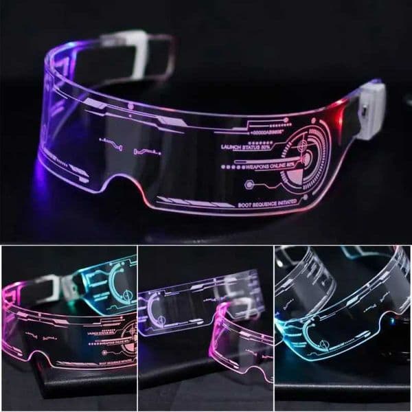 Sense Of Future Science Technology LED Luminous Glasses Ins Popular Punk Goggles Party Christmas Colorful Light Shades Decor T250122