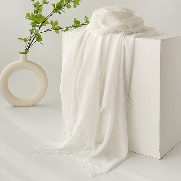 Japanese and Korean cotton and linen solid color scarf --892305