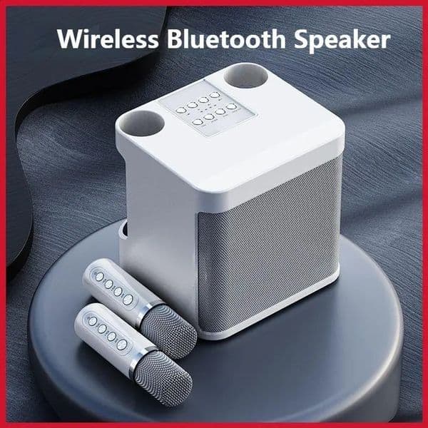 10W Powerful Wireless Portable Dual Microphone Bluetooth Sound Outdoor Family Party Karaoke Subwoofer Boom Box with 2 Microphone 250121