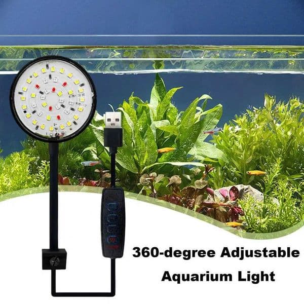 No Flicker Aquarium Light Energy-saving 360-degree Adjustable Fish Tank Clip Lamp Full Spectrum Waterproof Led for Turtle Small Z250205