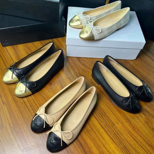 designer shoes Paris Brand designer Blk Ballet Flats Shoes Women Summer SprQuilted Genuine Leather Slip on Ballerina Luxury Round Toe Ladies Dress Shoes J260324