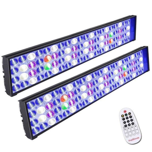 PopBloom Full Spectrum Marine Aquarium Lamp Saltwater Aquarium Light with Timer for Coral Reef Fish Tank LEDSunriseSunset Z250205