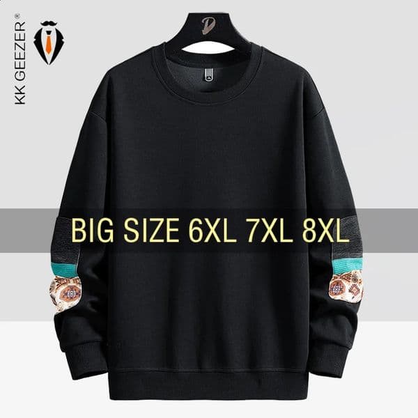 Men Sweatshirts Hoodies Oversized 6XL 7XL 8XL Plus Size Long Sleeve ONeck Pullovers Spring Autumn Streetwear Fashion Sportswear 250122BJ