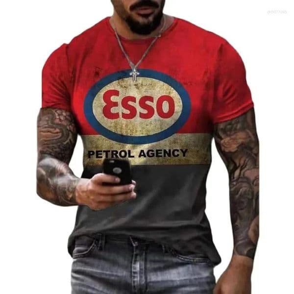 Men's T Shirts Vintage T-shirts 3d Retro Print Short Sleeve Letter Tops Fashion Oil Shirt For Mens Motorcycle Oversized Tees