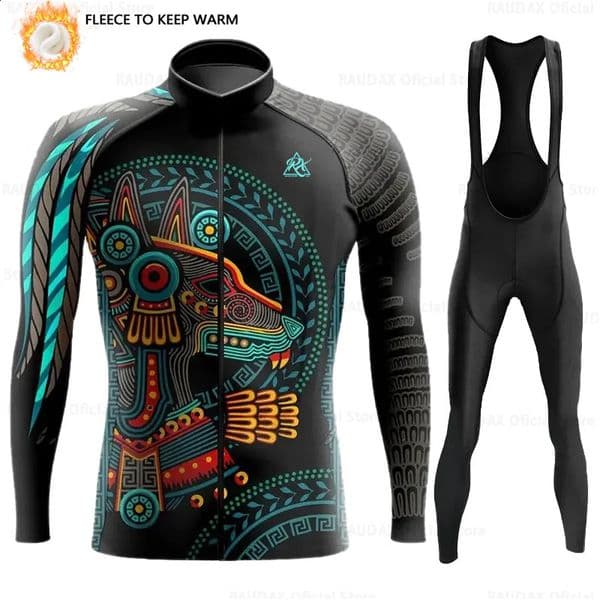 RAUDAX Long Sleeves Cycling Jerseys Set Mens Winter Thermal Fleece Bicycle Cycling Clothing Warm Mountain Bike Cycling Jackets 250107