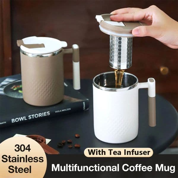450ML Tea Cup with Infuser Coffee thermo Mug For Office Leakproof Milk Stainless Steel Liner Drinking Drinkware 250120